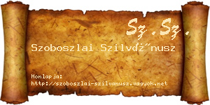 Szoboszlai Szilvánusz névjegykártya